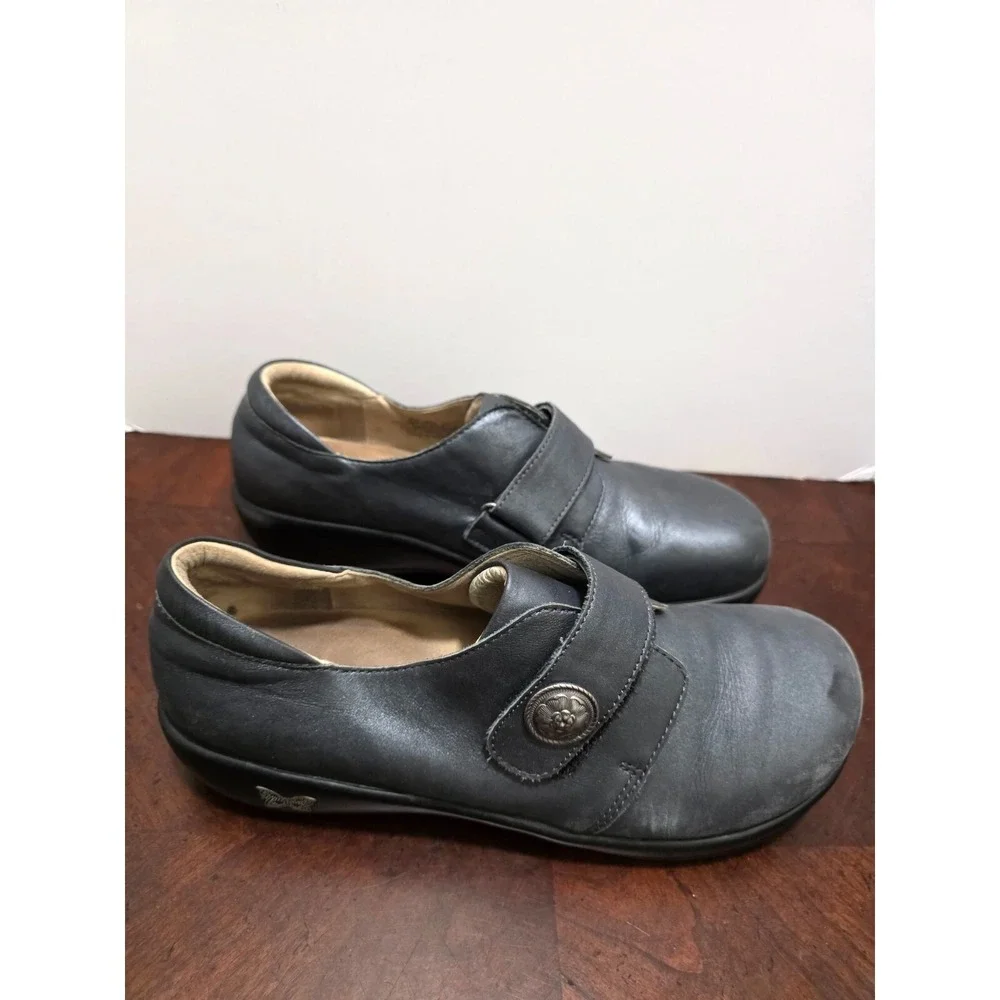 Alegria Paloma Women's Leather Slip-On Shoes Size 41 Adjustable Strap Button Acc